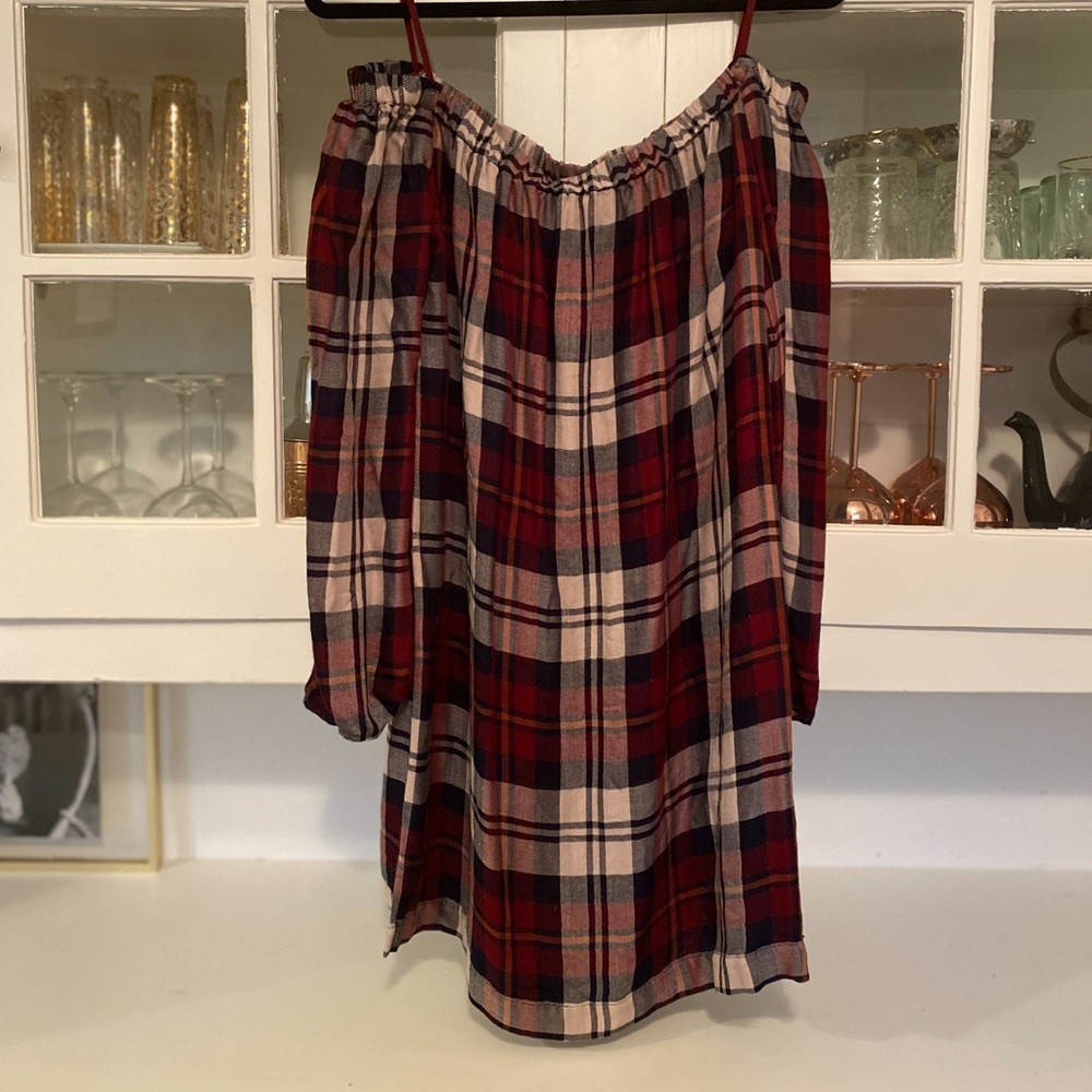 Off the shoulder plaid dress